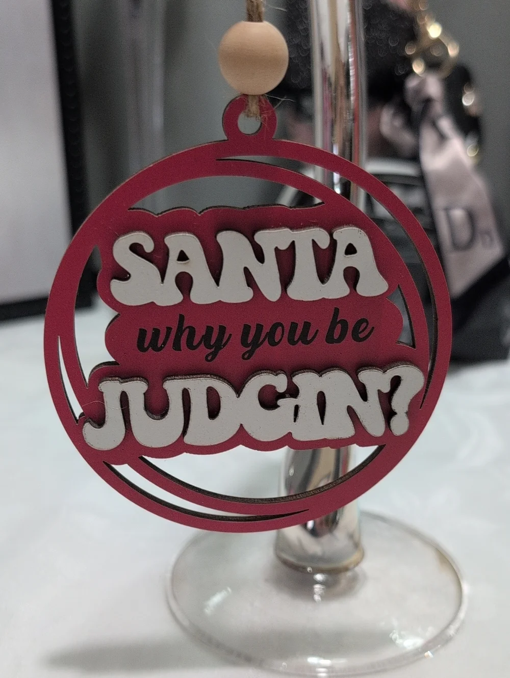 Santa Why You Be Judgin? Red Holiday Ornament -